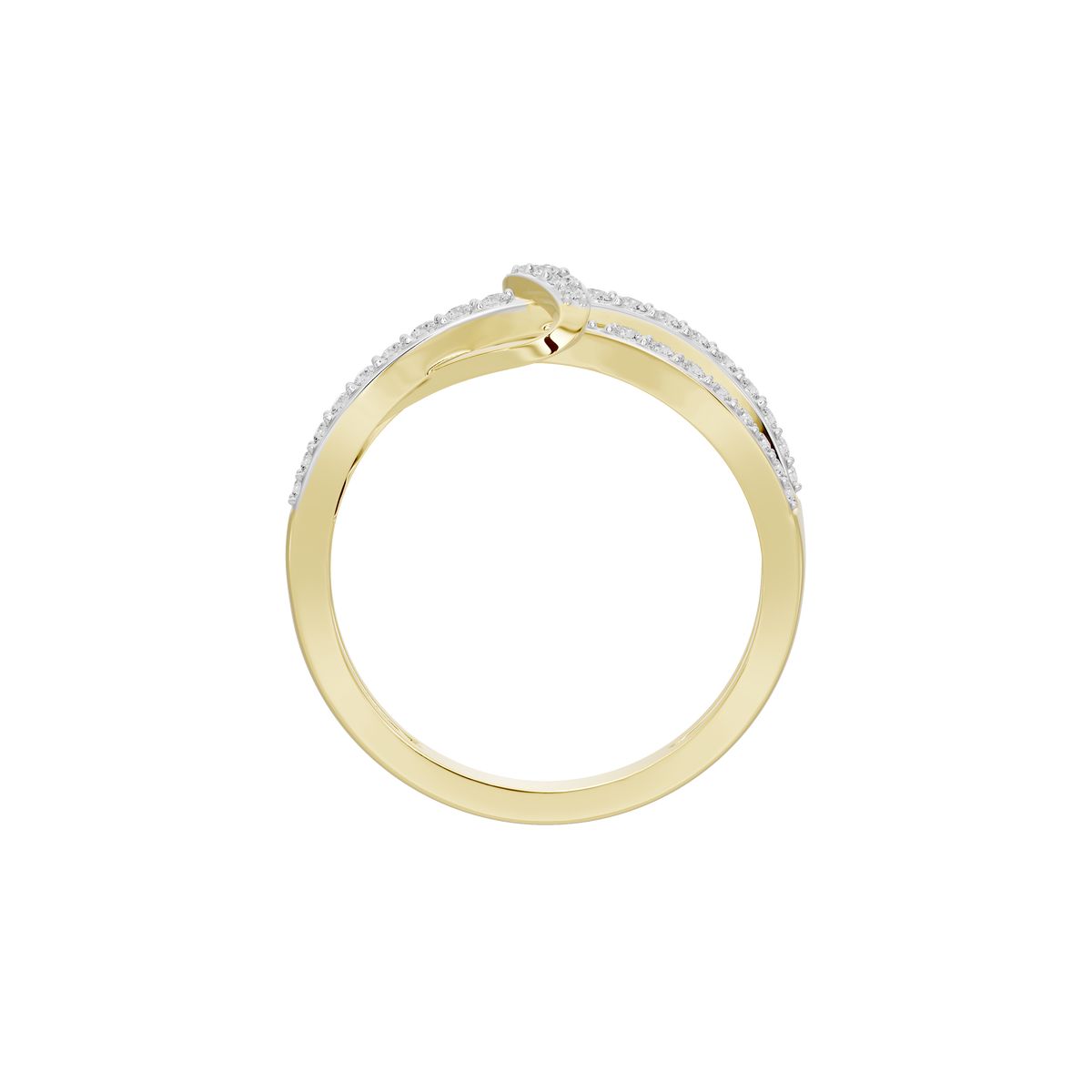 Yellow gold vermeil ring with diamond pavé detail, top view