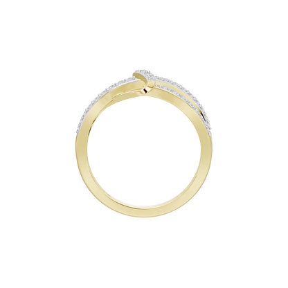 Yellow gold vermeil ring with diamond pavé detail, top view