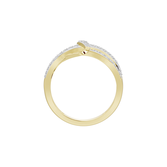 Yellow gold vermeil ring with diamond pavé detail, top view