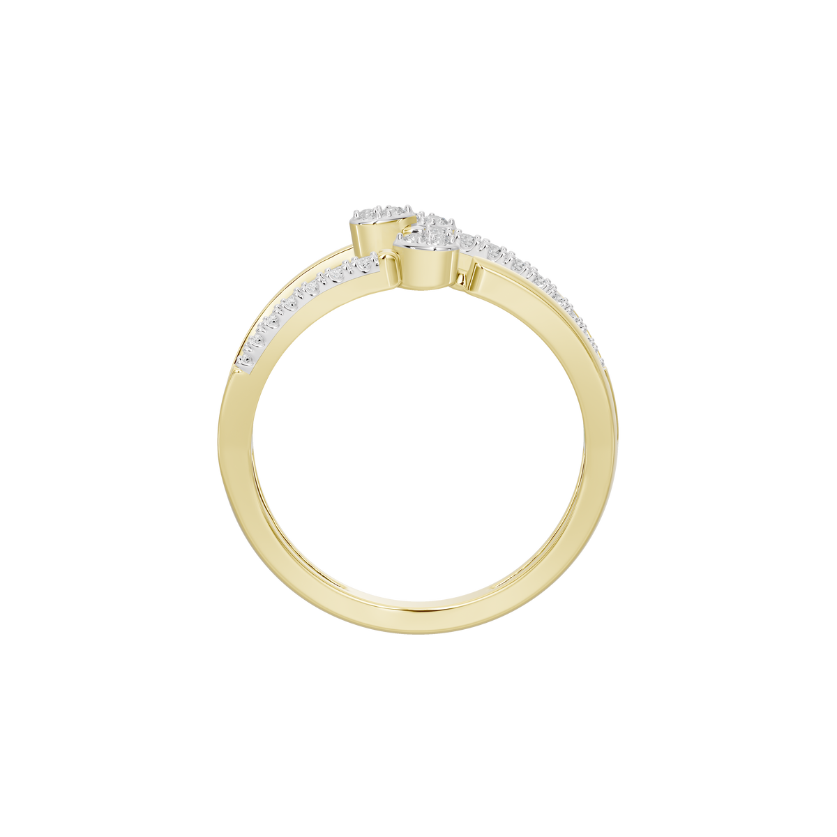 Yellow gold vermeil lab diamond ring with a round center stone, top view