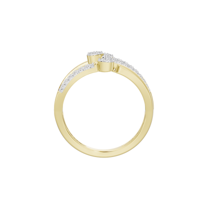 Yellow gold vermeil lab diamond ring with a round center stone, top view