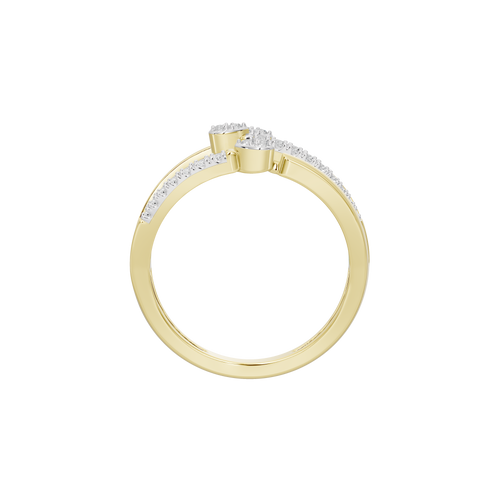 Yellow gold vermeil lab diamond ring with a round center stone, top view