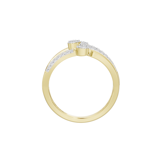 Yellow gold vermeil lab diamond ring with a round center stone, top view