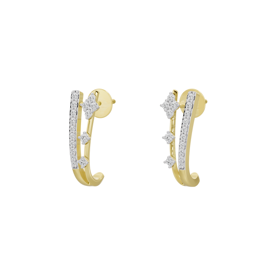 Linear crest hoop earrings with yellow gold vermeil hoops and white lab diamond clusters