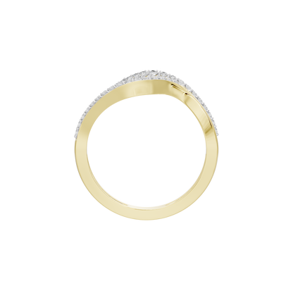 Yellow gold vermeil band with diamond pavé wave accent