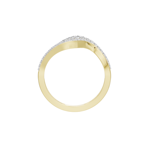 Yellow gold vermeil band with diamond pavé wave accent