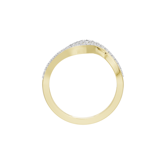 Yellow gold vermeil band with diamond pavé wave accent