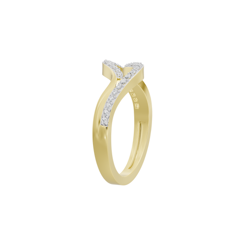 Yellow gold vermeil lab diamond wave ring with pavé detail side view