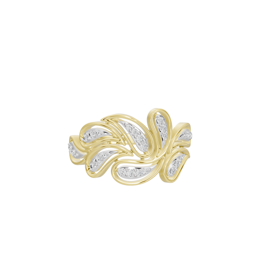 Petal Flow lab diamond ring in yellow gold vermeil with petal swirl detailing