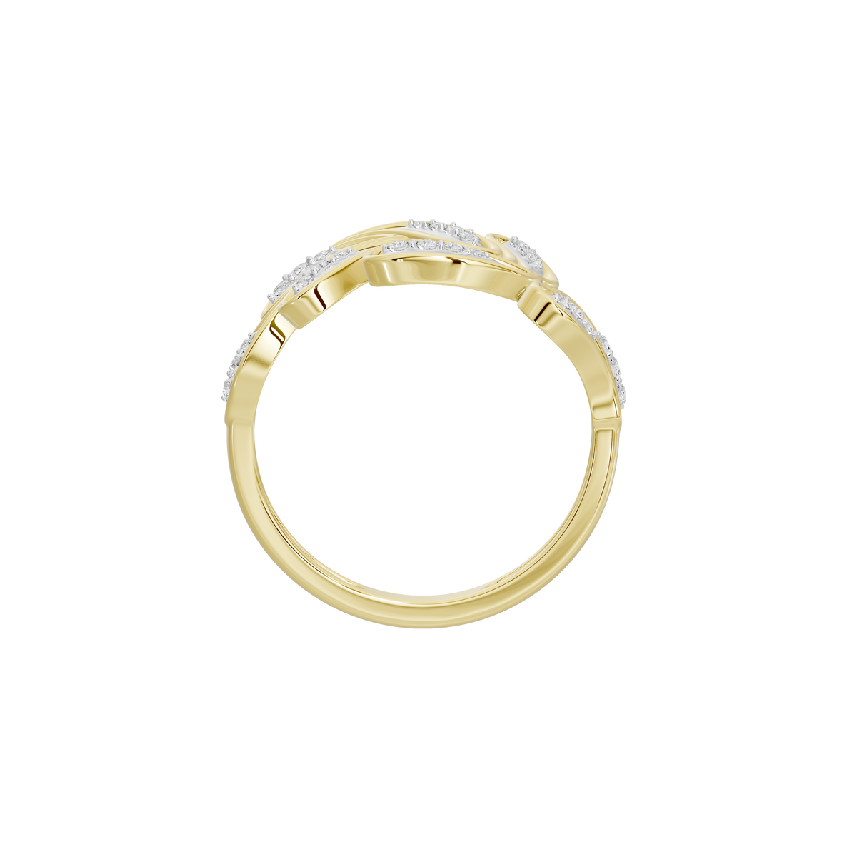 Yellow gold vermeil ring band with diamond pavé accents