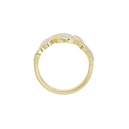 Yellow gold vermeil ring band with diamond pavé accents