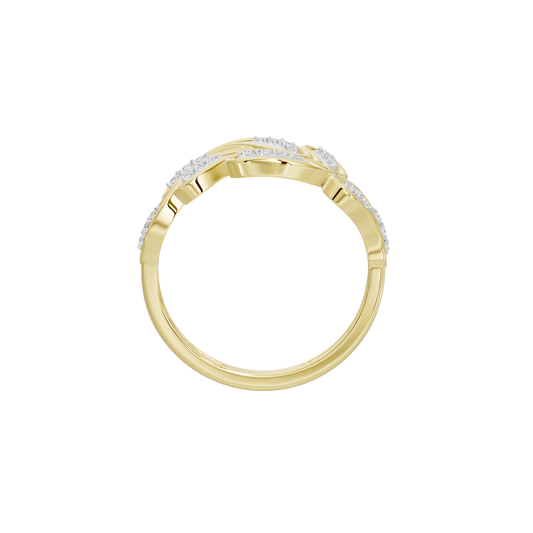 Yellow gold vermeil ring band with diamond pavé accents