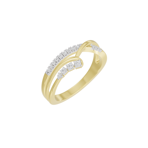 Yellow gold vermeil lab diamond ring with pavé openwork top row