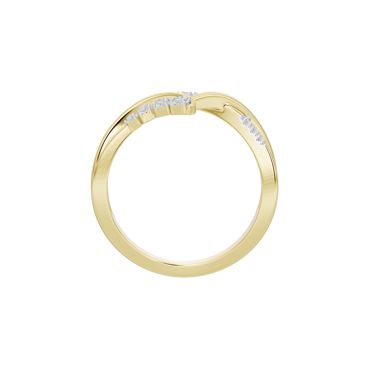 Yellow gold vermeil lab diamond ring with pavé side sparkle strip