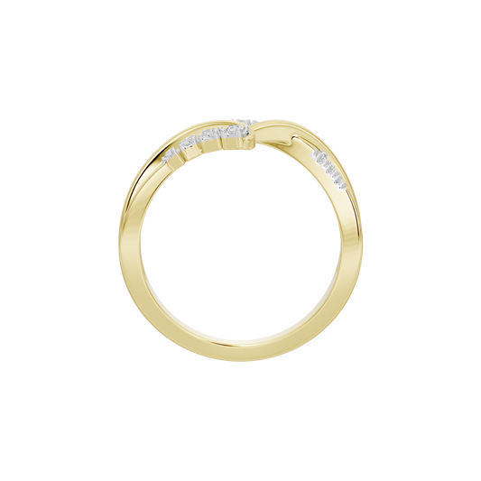 Yellow gold vermeil lab diamond ring with pavé side sparkle strip