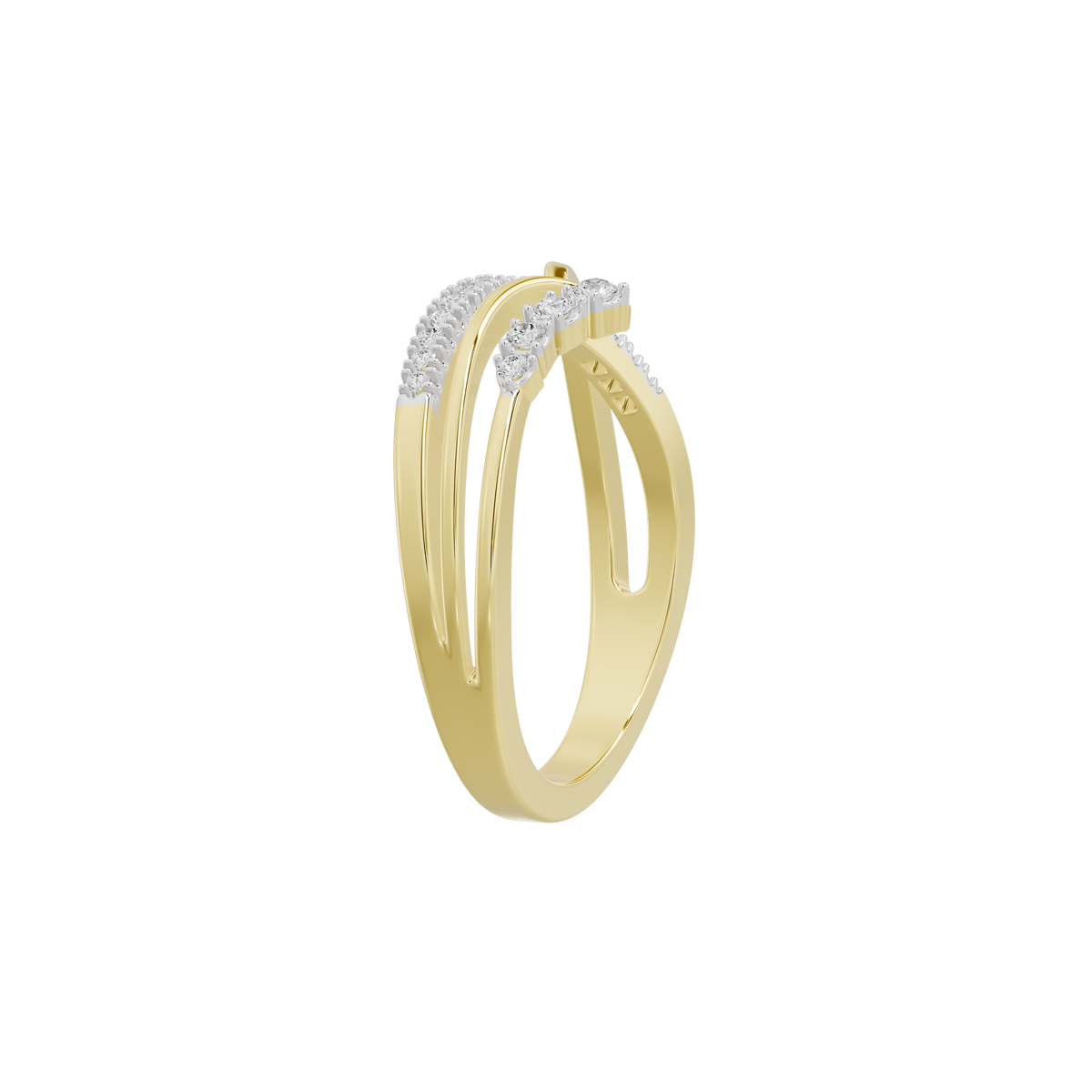 Yellow gold vermeil lab diamond ring with openwork crown-like center