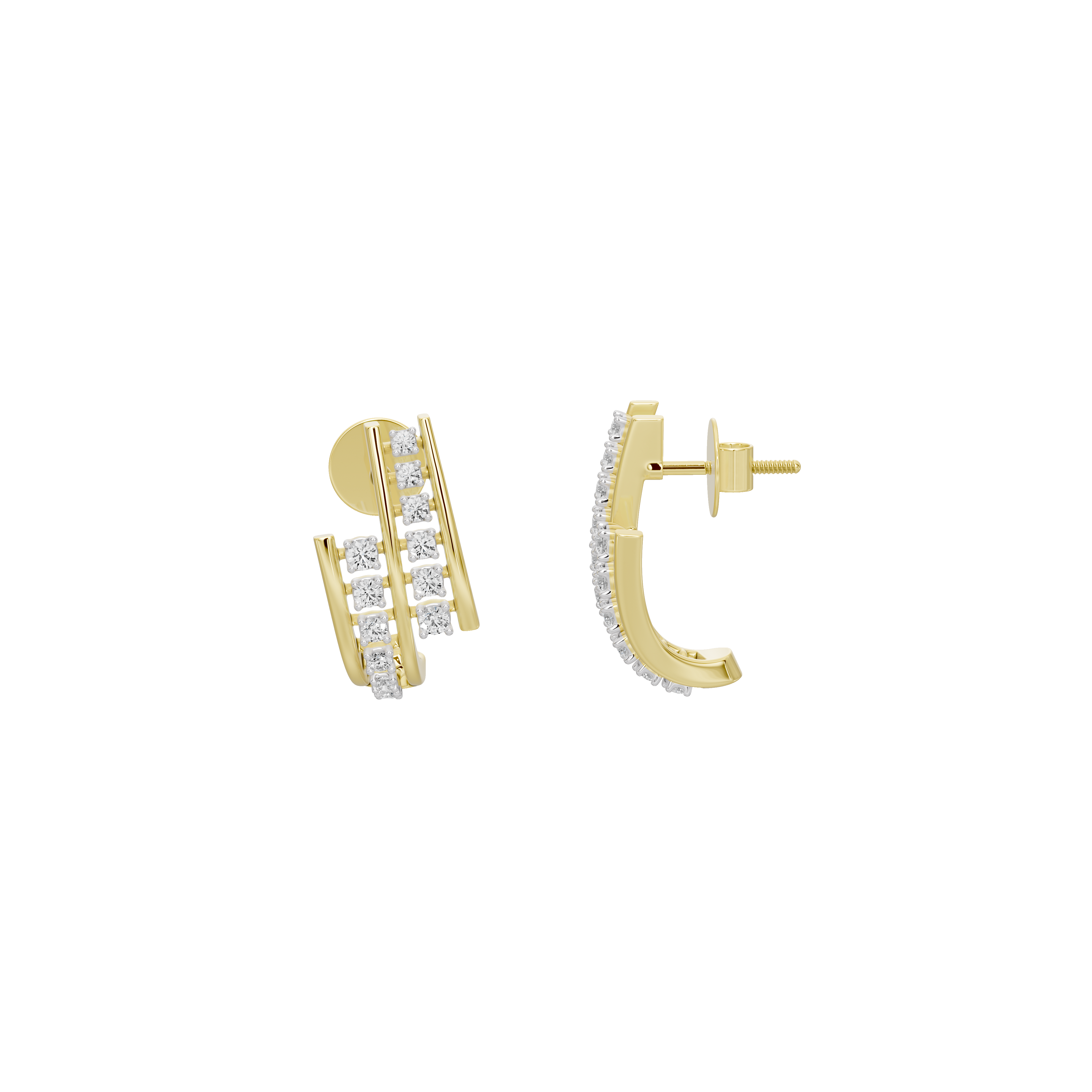 Dual Glide Hoops  - Lab Diamond Earrings