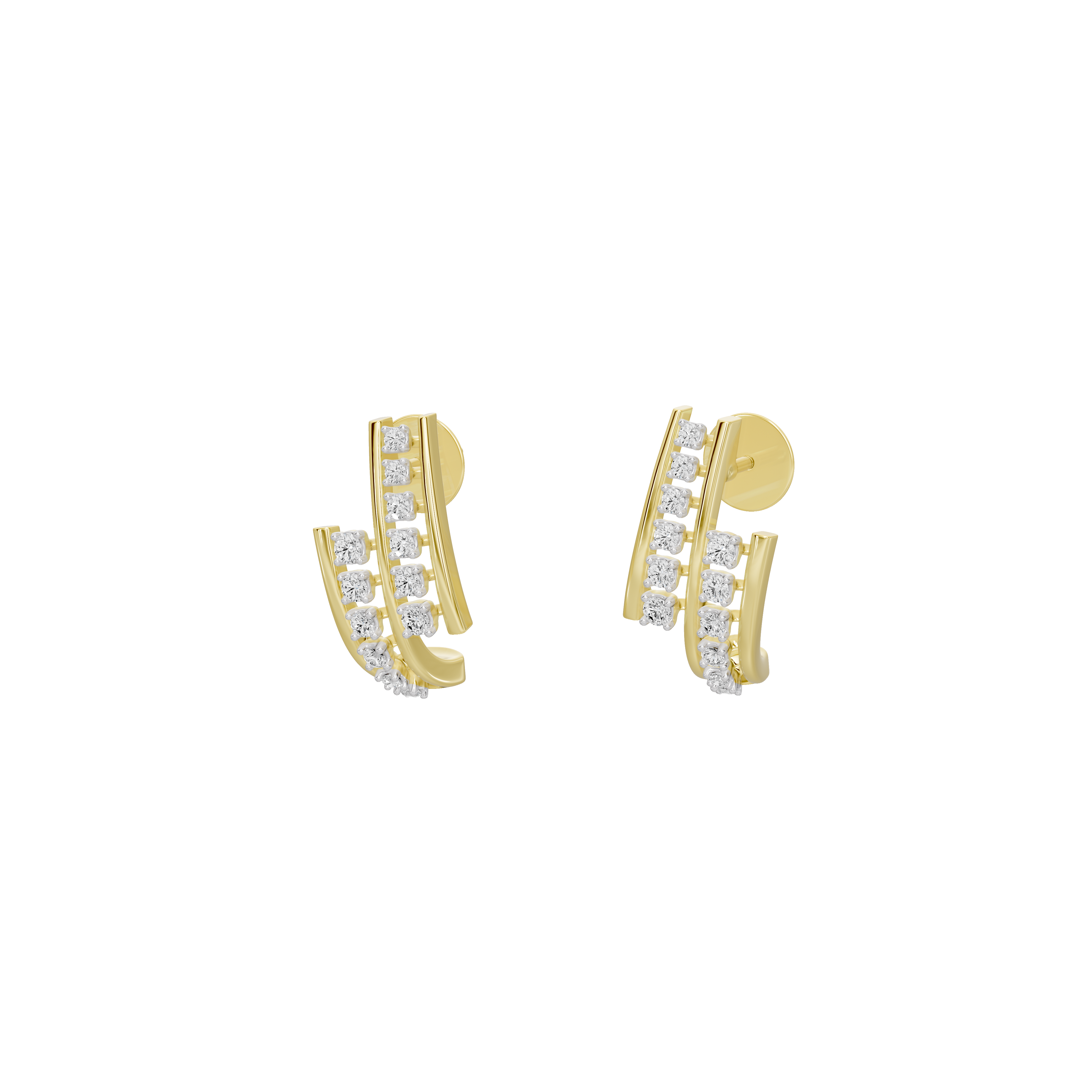 Dual Glide Hoops  - Lab Diamond Earrings