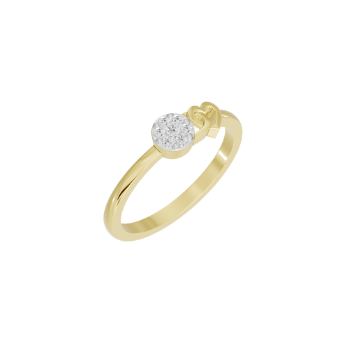 Yellow gold vermeil solitaire ring with round lab diamond and heart motif