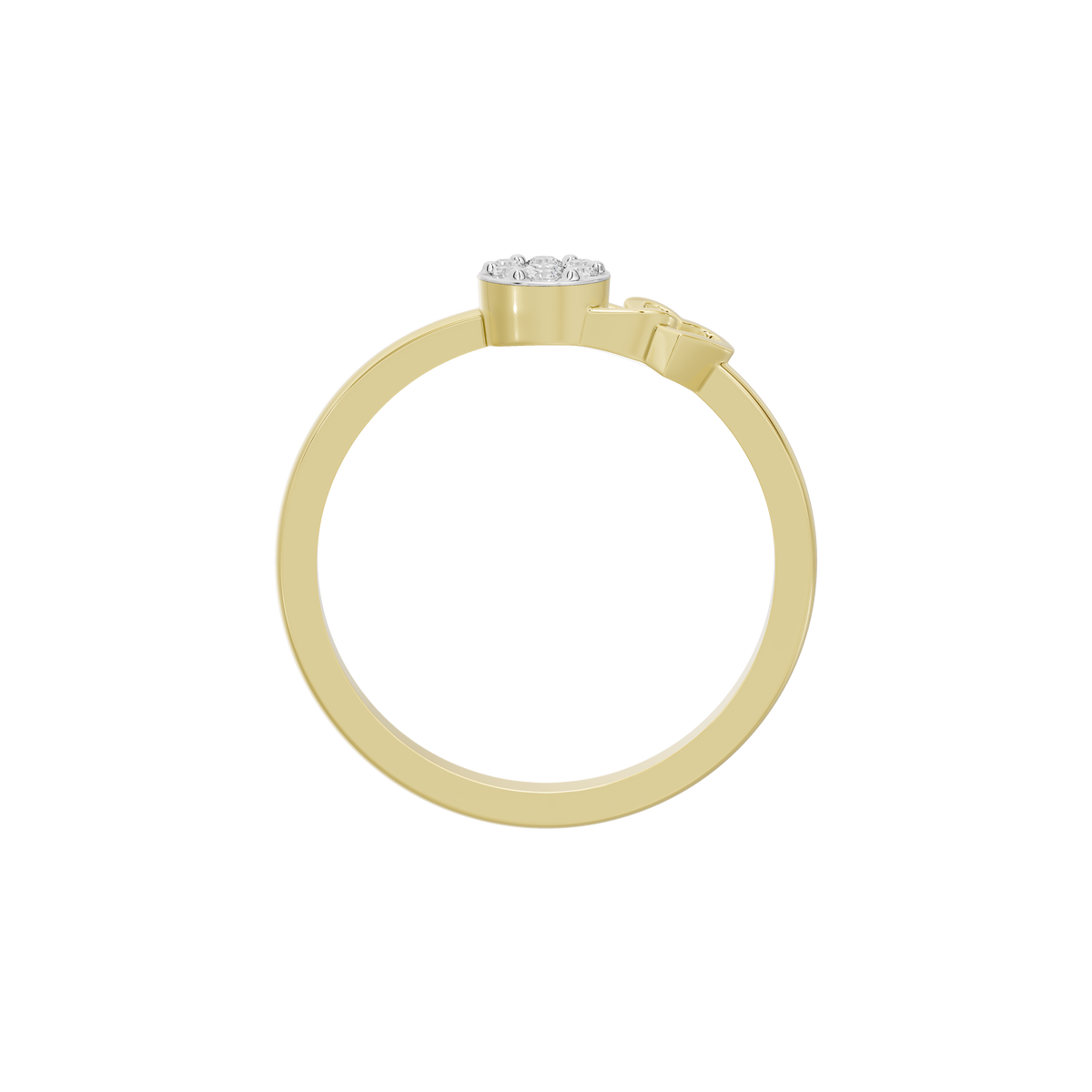 Yellow gold vermeil ring band with openwork heart design behind center stone