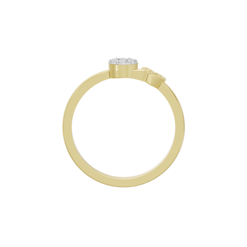 Yellow gold vermeil ring band with openwork heart design behind center stone
