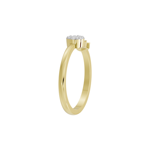 Yellow gold vermeil ring with heart-shaped side detail and prong-set round stone