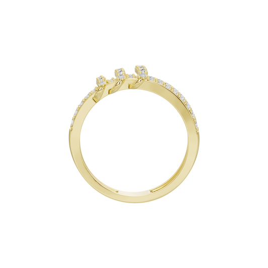 Yellow gold vermeil lab diamond ring top view with pavé stone accents