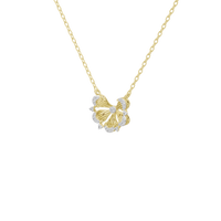Golden Petal Bow - Lab Diamond Necklace