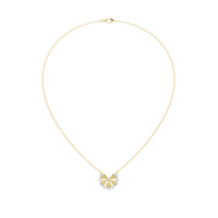 Golden Petal Bow - Lab Diamond Necklace