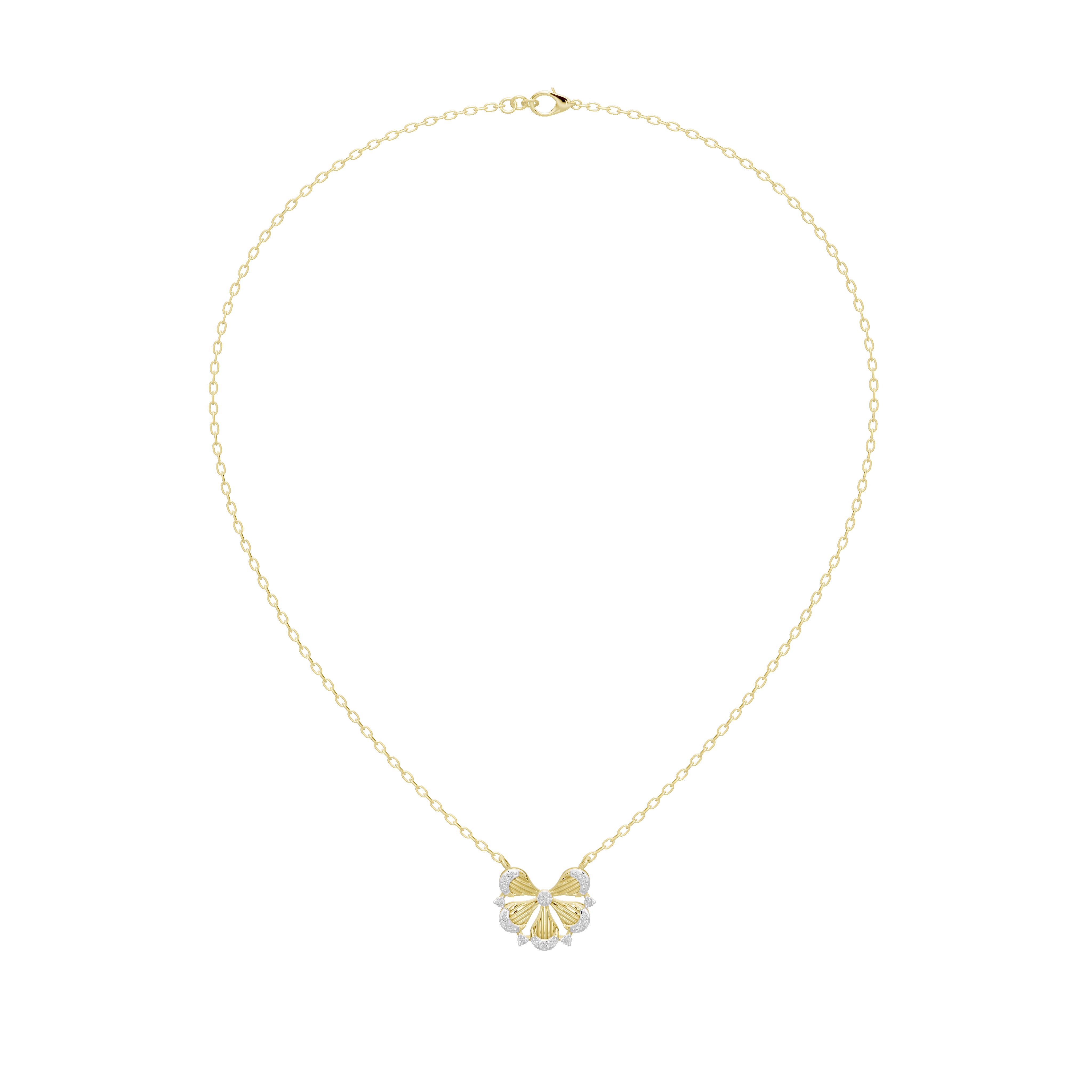 Golden Petal Bow - Lab Diamond Necklace