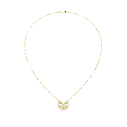 Gold vermeil chain necklace with a small bow pendant set with round lab diamonds