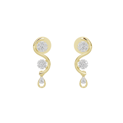 Gold vermeil lab diamond drop earrings with three-stone cascading drops.