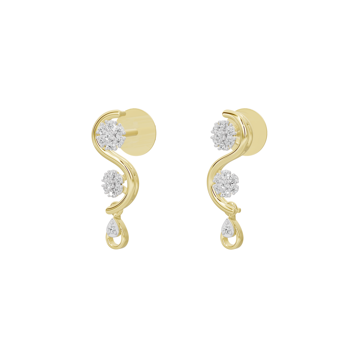 Gold vermeil lab diamond drop earrings with cascading teardrop detail.