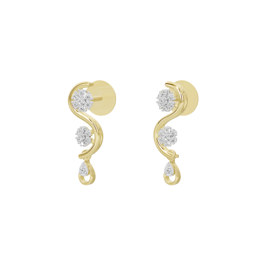 Gold vermeil lab diamond drop earrings with cascading teardrop detail.