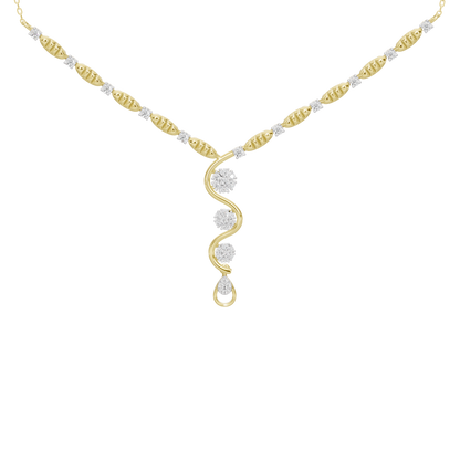 Yellow gold vermeil lab diamond necklace with round stones and Y-shaped drop