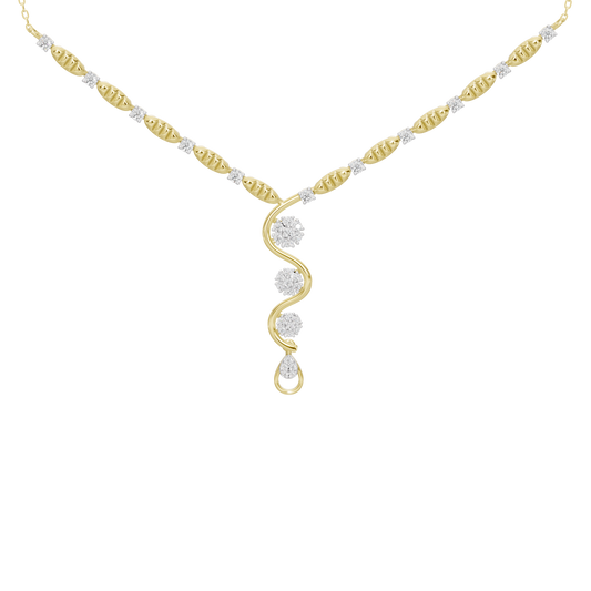 Yellow gold vermeil lab diamond necklace with round stones and Y-shaped drop