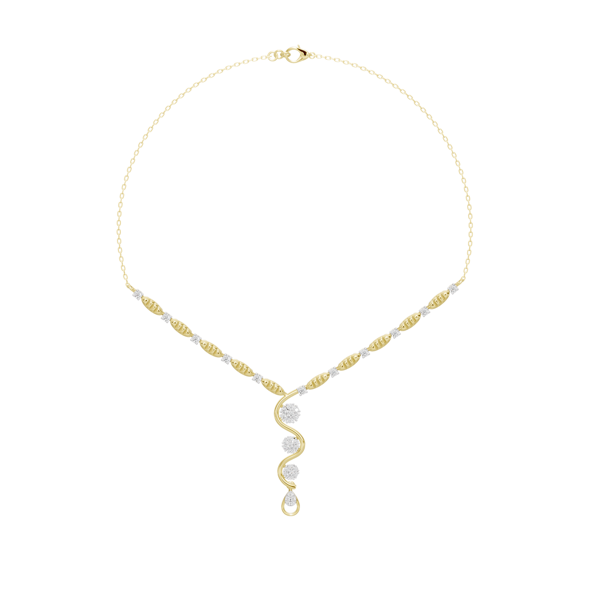 Yellow gold vermeil lab diamond necklace with round stone drop pendant