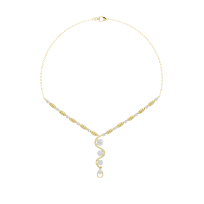 Yellow gold vermeil lab diamond necklace with round stone drop pendant