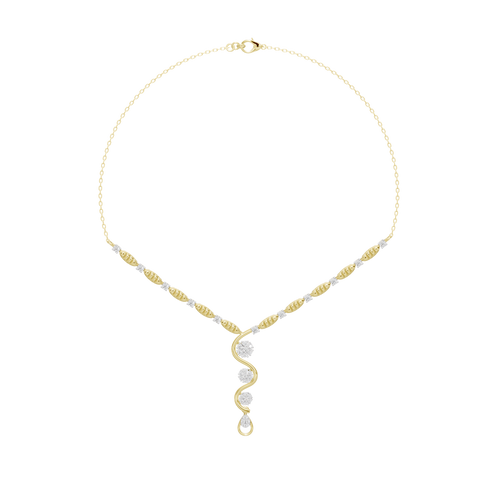 Yellow gold vermeil lab diamond necklace with round stone drop pendant