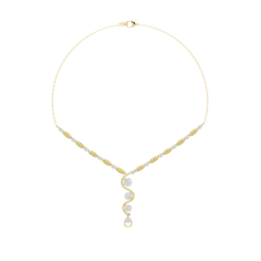 Yellow gold vermeil lab diamond necklace with round stone drop pendant
