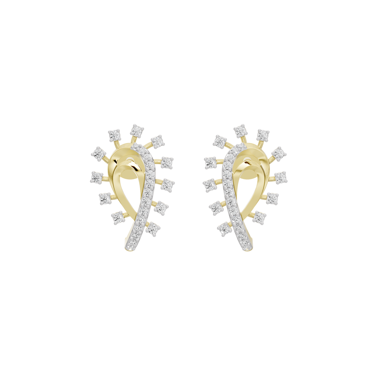 Yellow gold vermeil diamond teardrop hoop earrings, front view pair