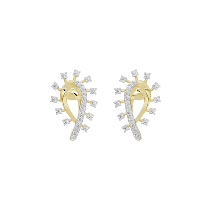 Yellow gold vermeil diamond teardrop hoop earrings, front view pair