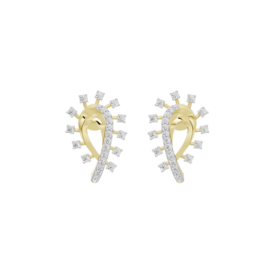 Yellow gold vermeil diamond teardrop hoop earrings, front view pair