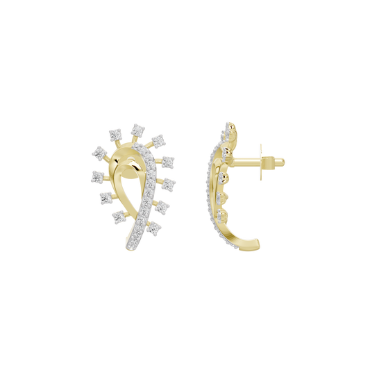Yellow gold vermeil diamond teardrop earrings shown side view