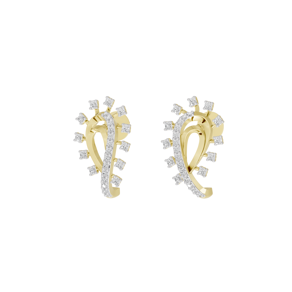 Pair of yellow gold vermeil teardrop diamond hoop earrings