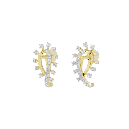 Pair of yellow gold vermeil teardrop diamond hoop earrings