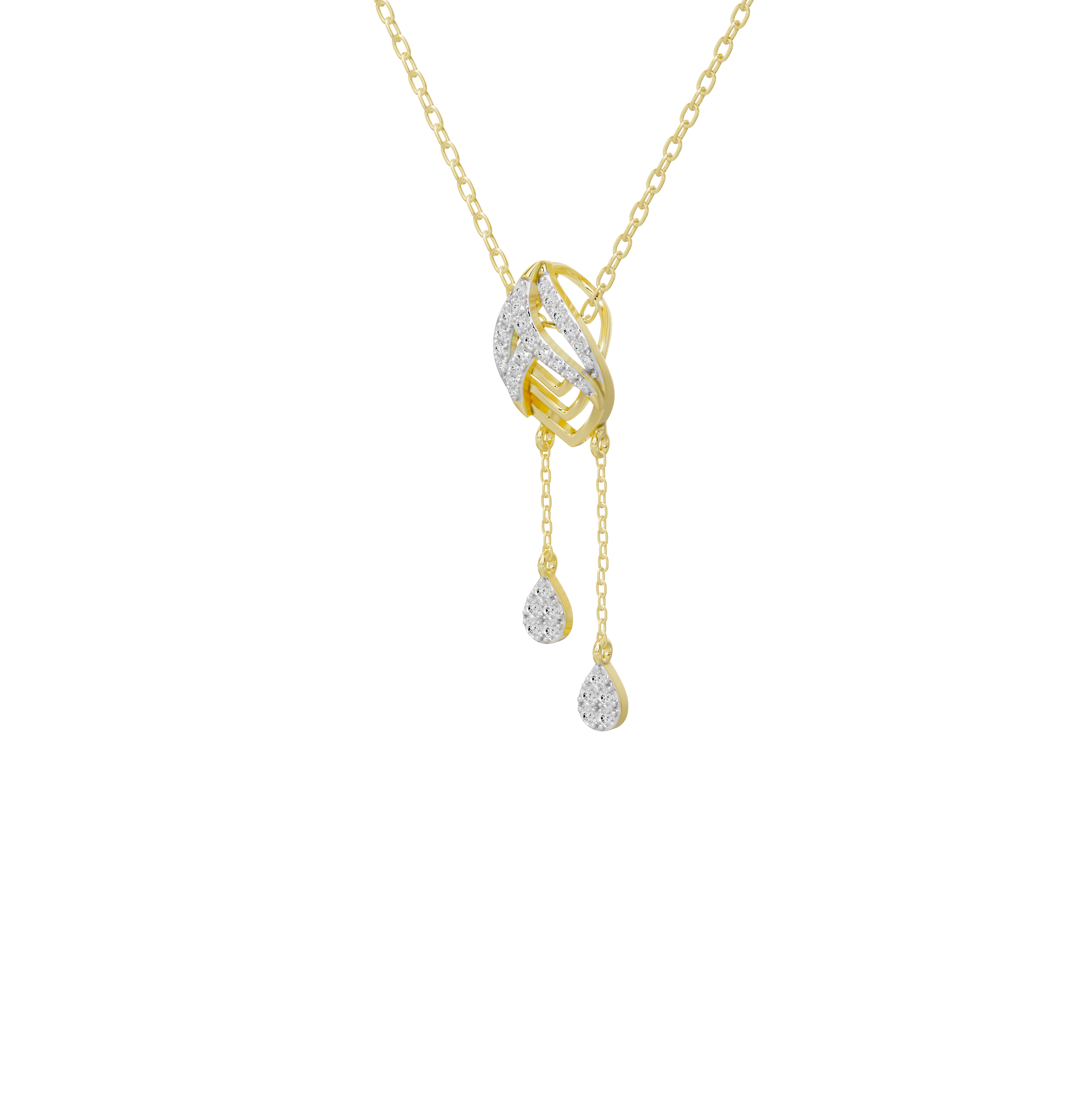 Earring Frame Tassel -Lab Diamond Necklace