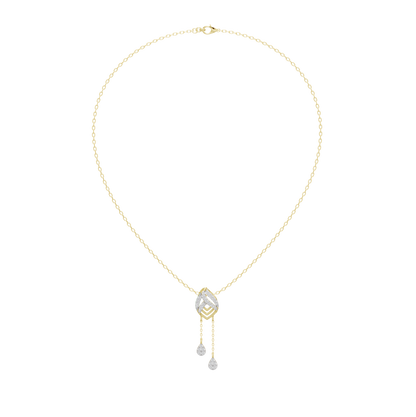 Yellow gold vermeil lab diamond tassel necklace with marquise teardrop pendant and two dangling stones