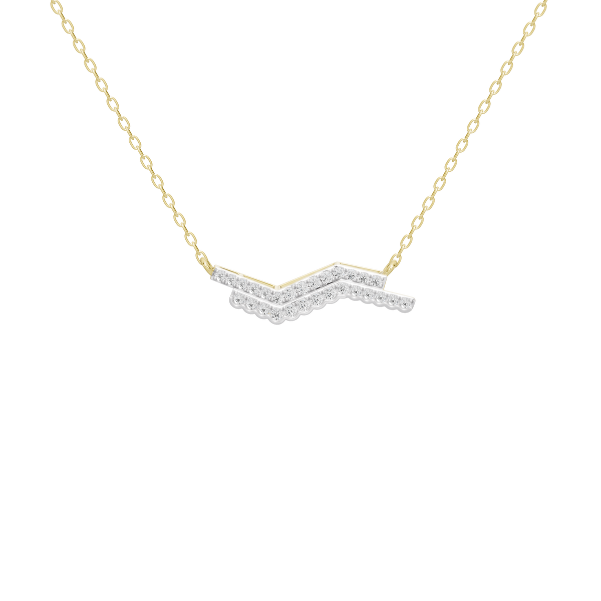 Yellow gold vermeil lab diamond chevron necklace pendant on chain