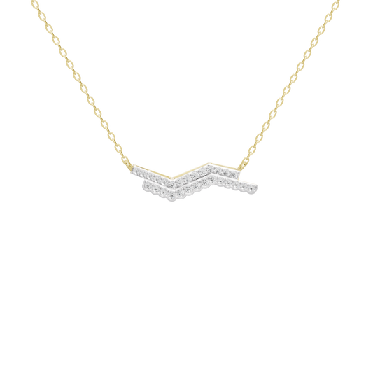 Yellow gold vermeil lab diamond chevron necklace pendant on chain